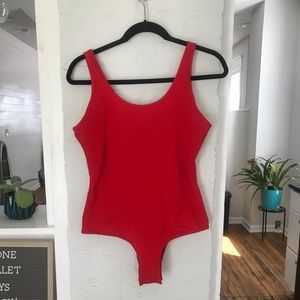 red tank top bodysuit